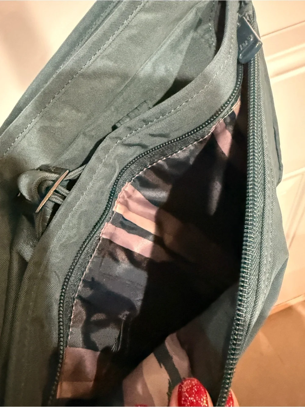 Lug Monorail Peacock Blue-Green Quilted Crossbody